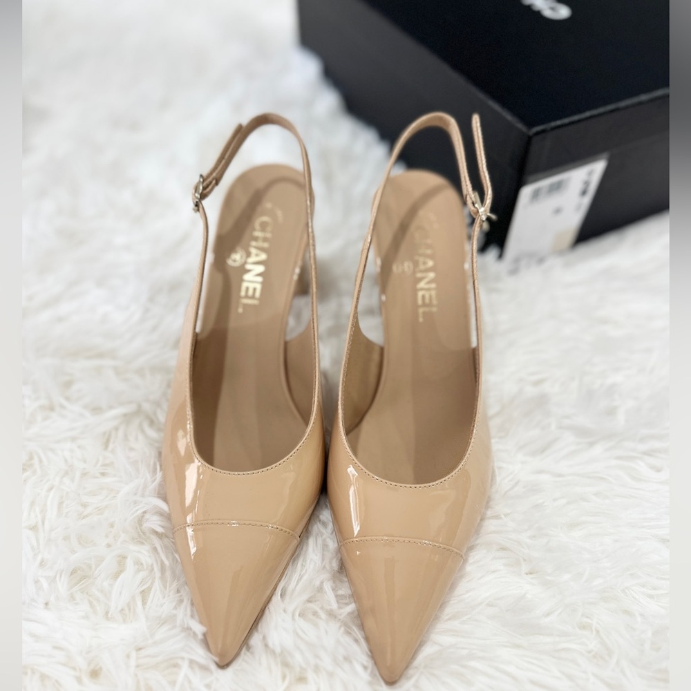❌ SOLD ❌ CHANEL CLASSIC SLINGBACK POINTY PUMPS size 38 - Picture 4 of 6